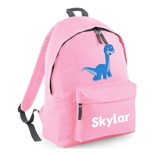 Personalised Cartoon Dinosaur - Pink Kids Backpack with Name - Small product image