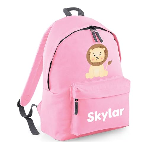 Personalised Cartoon Lion - Pink Kids Backpack with Name product image