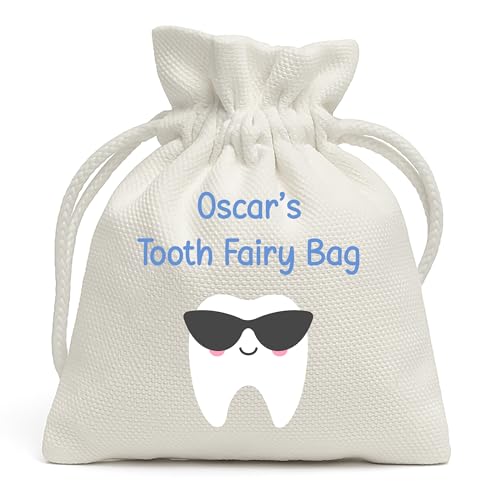 Personalised Cool tooth fairy drawstring pouch with name