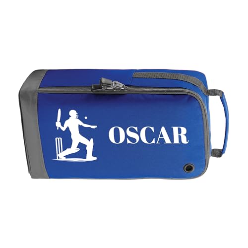Blue cricket boot bag with personalised name