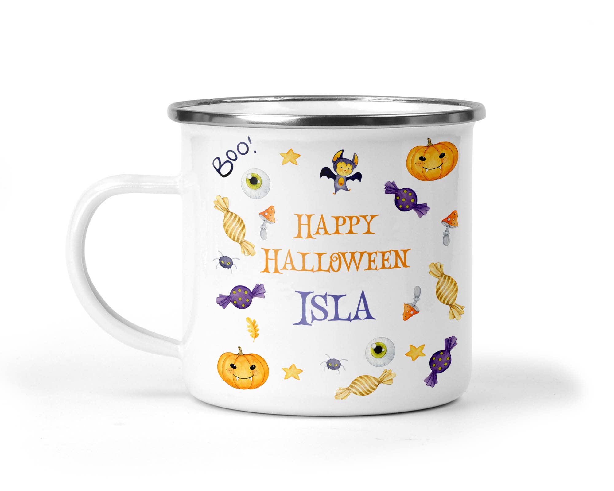Personalised Cute Halloween Enamel Mug with Name additional product photo