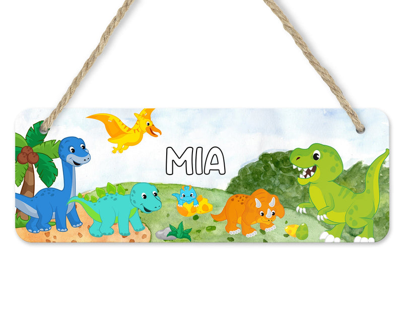 Dinosaur Bedroom Door Sign personalised with name
