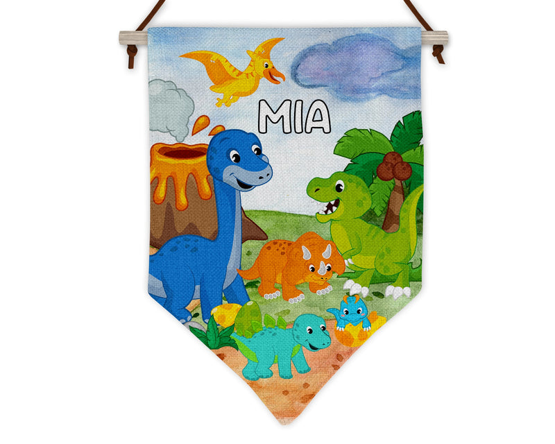 Dinosaur Bedroom Flag personalised with name
