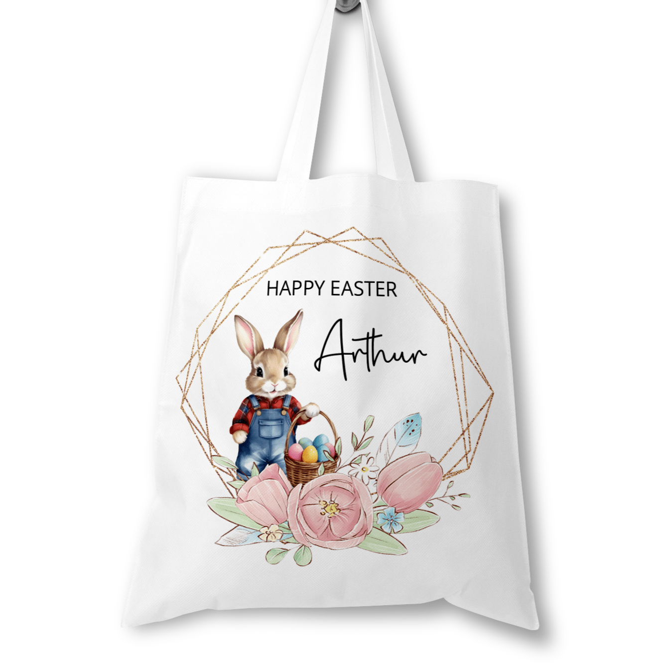 Personalised Easter Tote Bag - Blue Rabbit - Chicken Craft Ltd