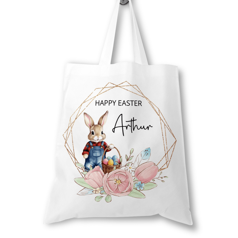 Personalised Blue Rabbit Easter Tote Bag