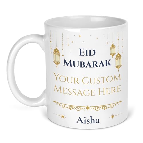 Personalised Eid Mubarak lantern mug with custom message and name