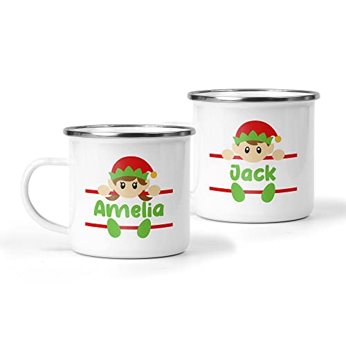 Personalised Elf Monogram Enamel Mug