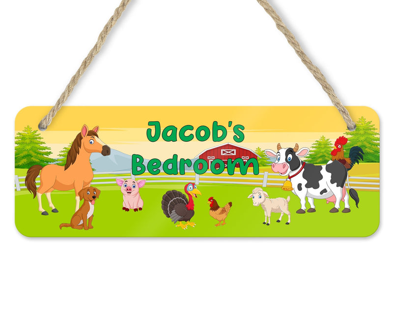Farm Bedroom Door Sign personalised with name