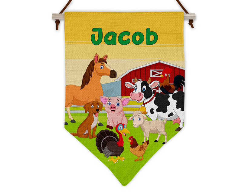 Farm Animal Flag personalised with name