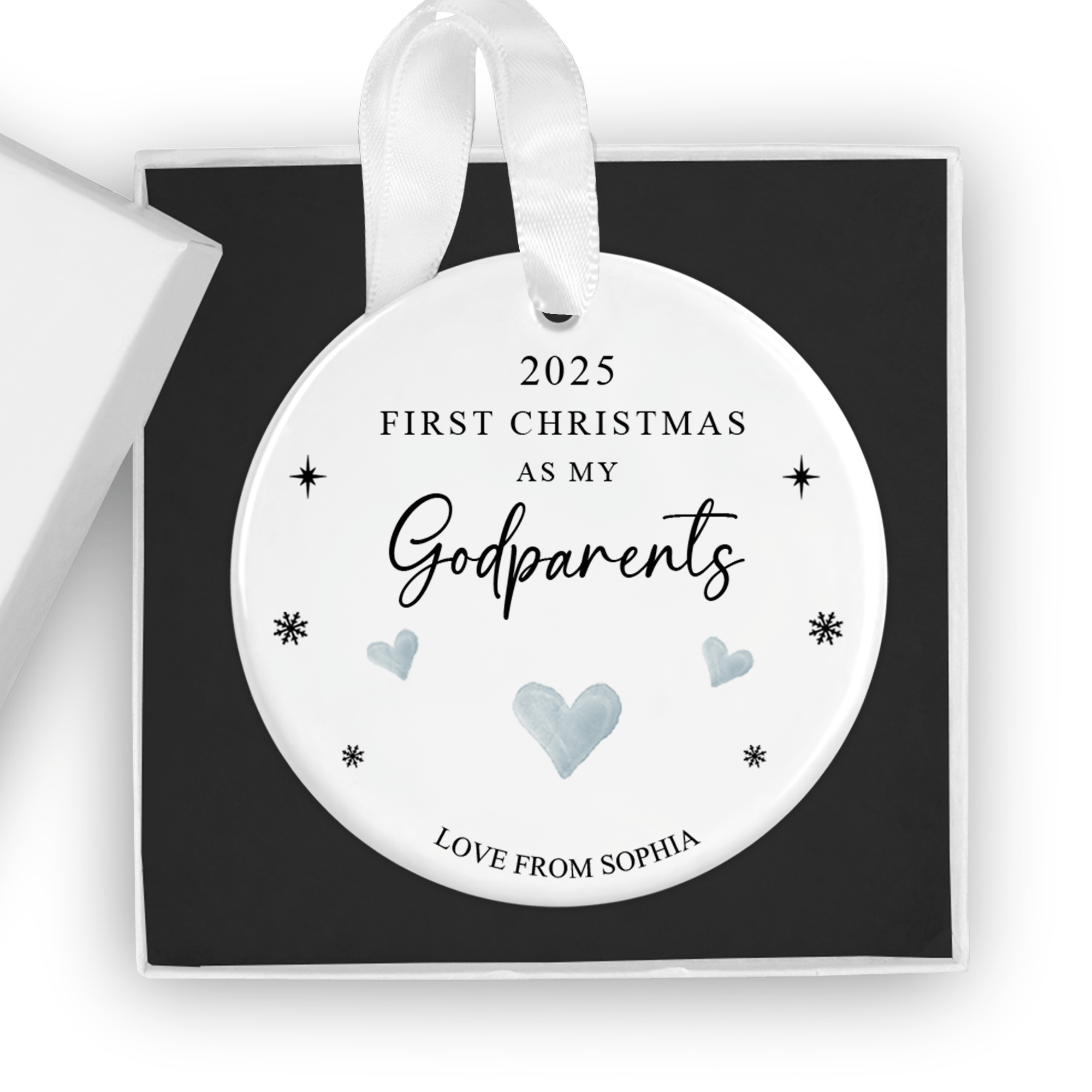 Personalised First Christmas as My Godparents Ornament with Gift Box - Chicken Craft Ltd