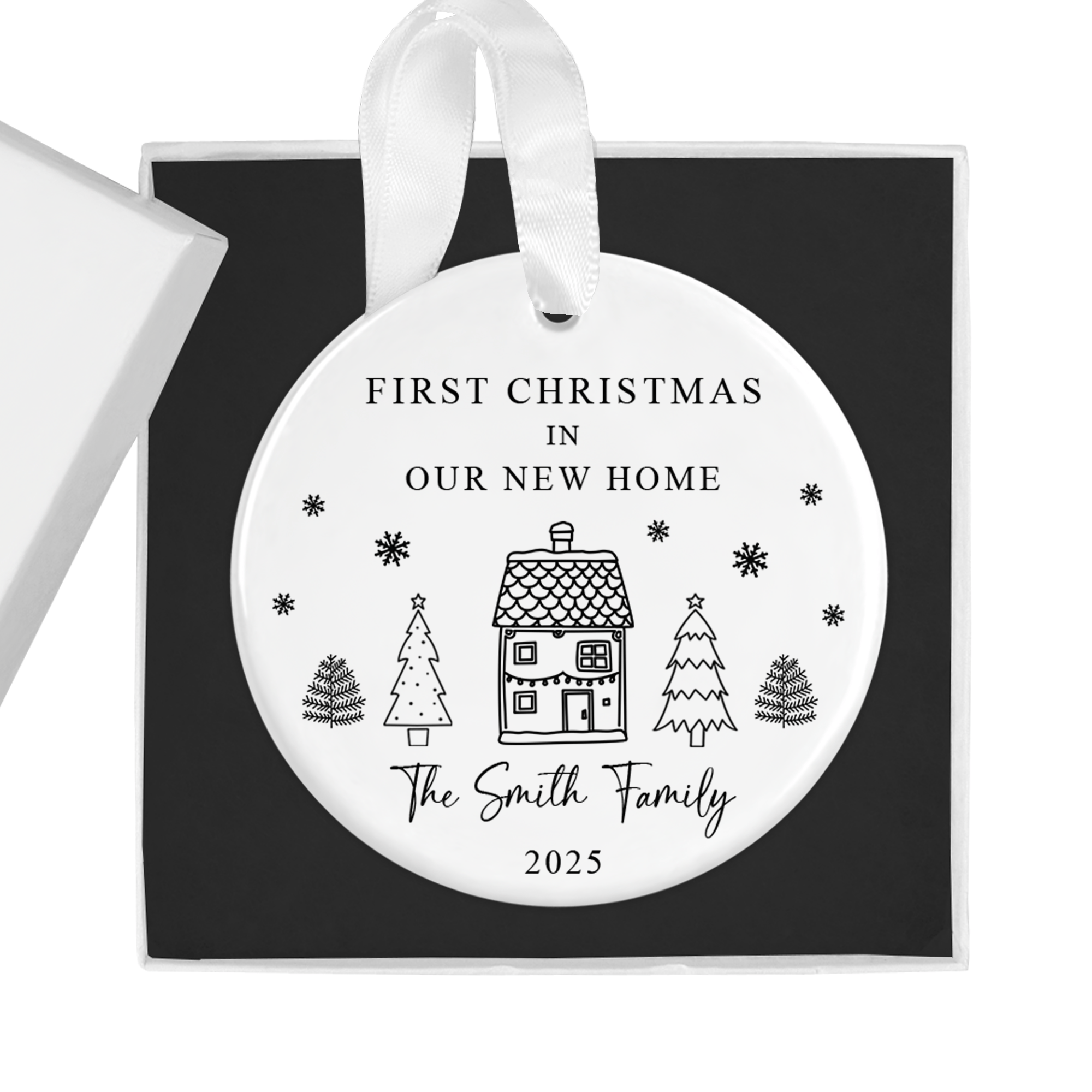 Personalised First Christmas in Our New Home Family Name Ornament with Gift Box - Chicken Craft Ltd