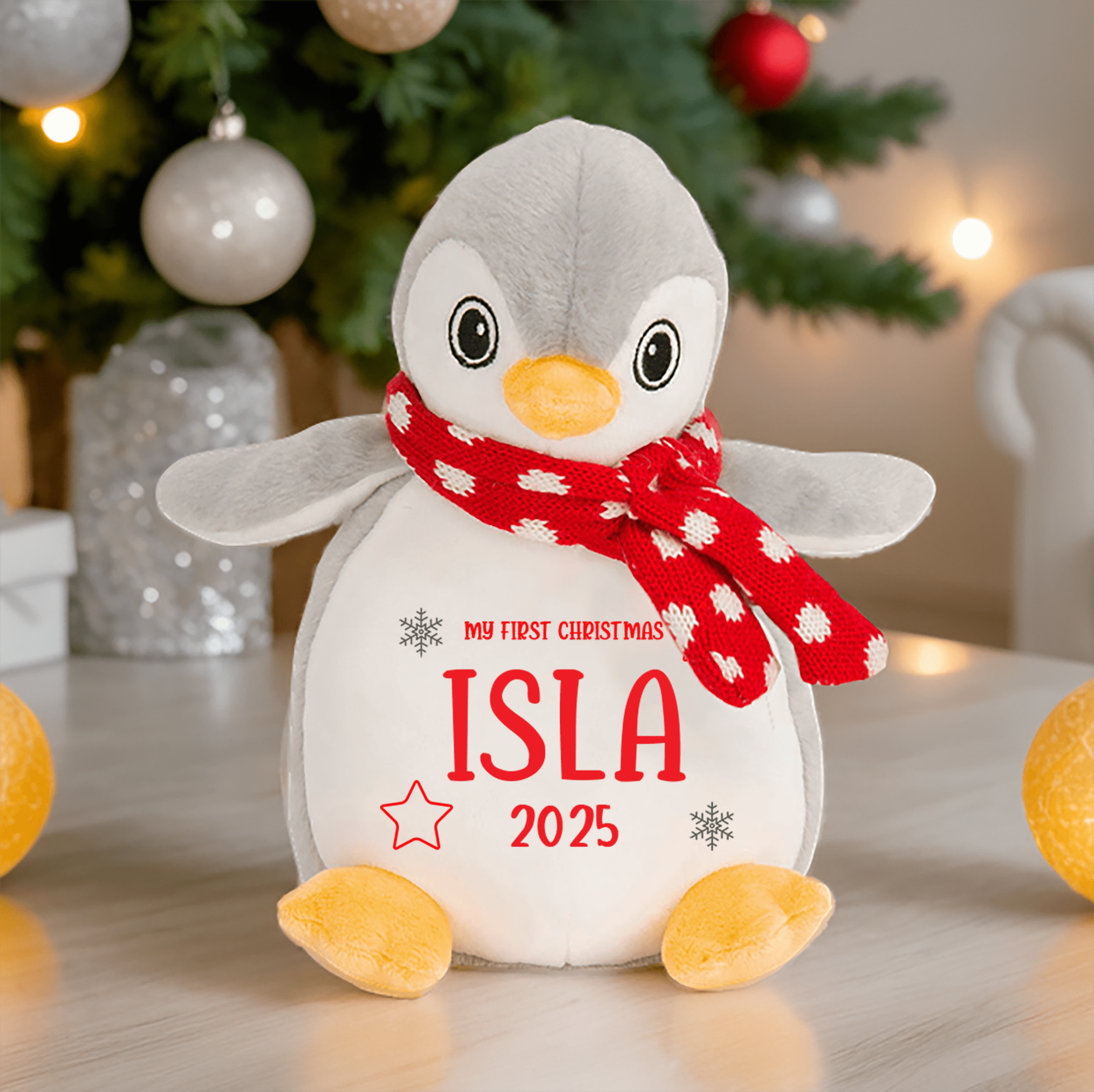 Personalised First Christmas Penguin Soft Toy - Chicken Craft Ltd