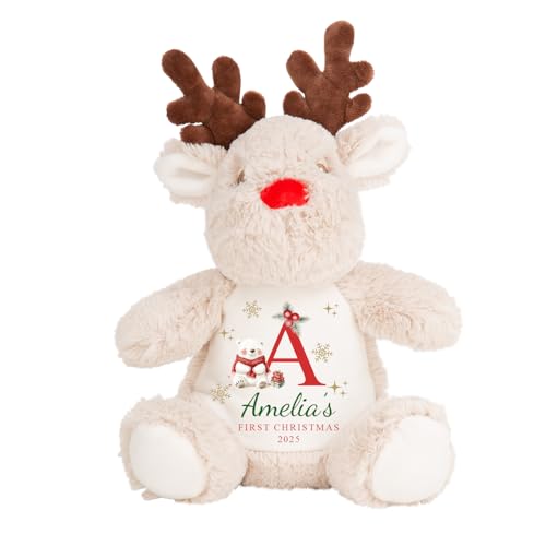 Personalised First Christmas Reindeer Teddy - Baby's 1st Xmas Keepsake Name In
