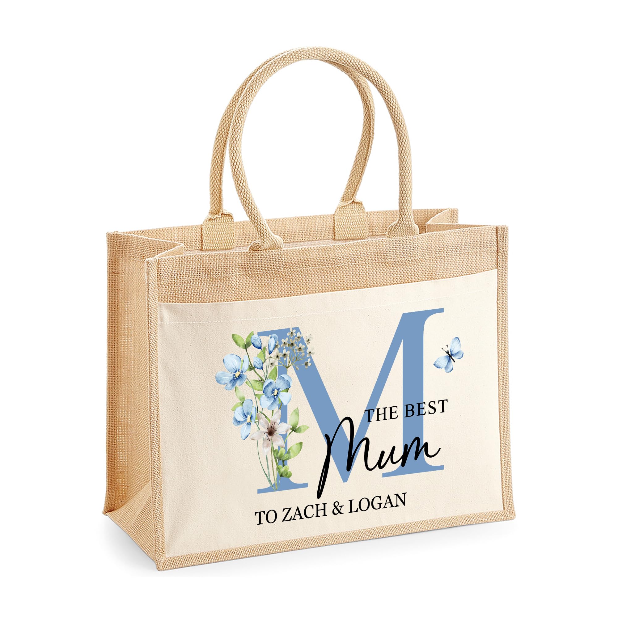 Personalised Floral Monogram Hessian Tote Shopping Bag for Mum additional product photo