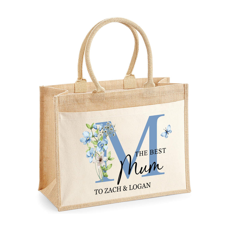 Personalised Floral Monogram Hessian Tote Shopping Bag for Mum additional product photo