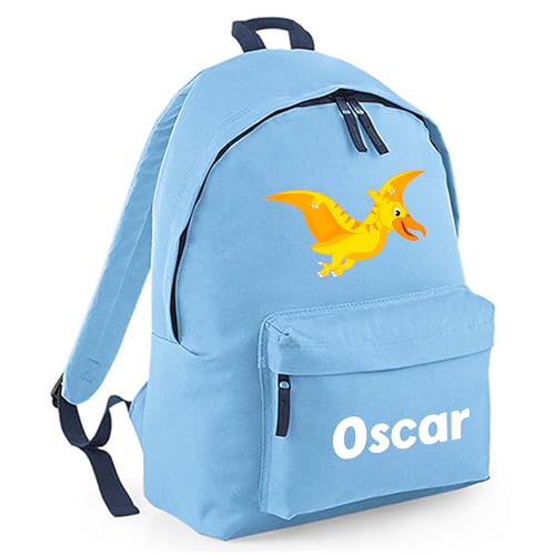 Personalised Flying Dinosaur - Blue Kids Backpack with Name product image