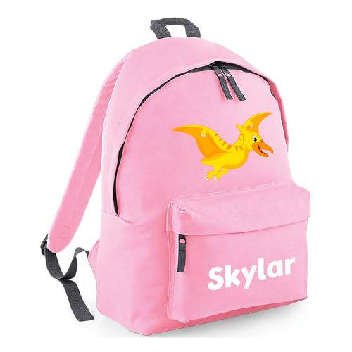 Personalised Flying Dinosaur - Pink Kids Backpack with Name product image