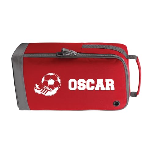 Red Football Boot 2 boot bag with custom name
