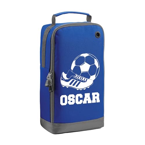 Blue football boot bag with custom name