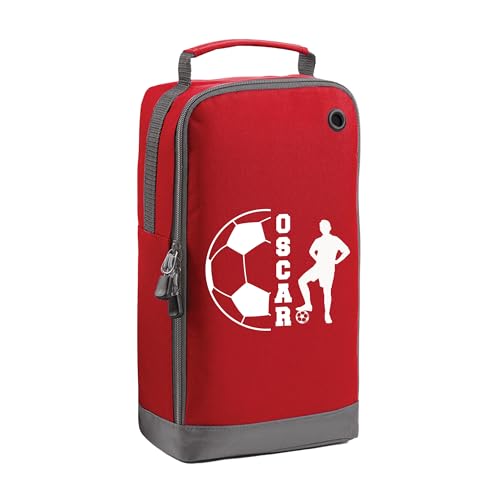Red football name split boot bag with personalised name
