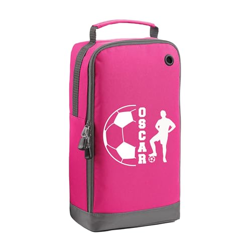 Pink football name split boot bag with personalised name