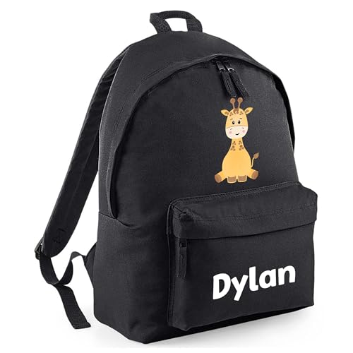 Personalised Giraffe - Black Kids Backpack with Name product image