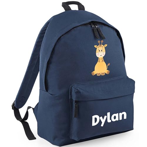Personalised Giraffe - Navy Kids Backpack with Name product image