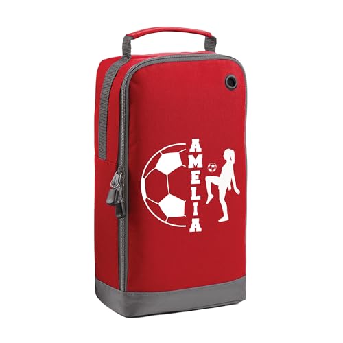 Red Girl Football Name Split boot bag with personalised name