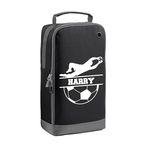 Black goalkeeper boot bag with personalised name