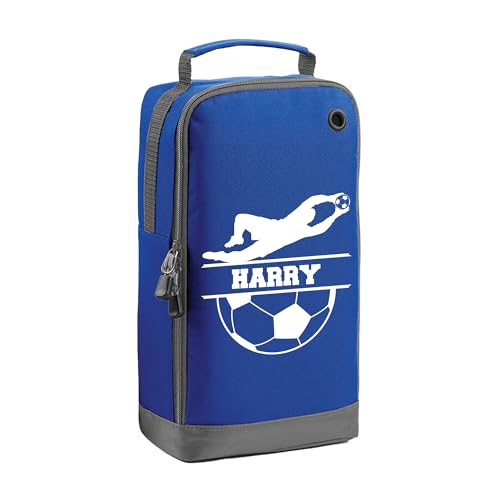 Blue kids boot bag with goalkeeper design