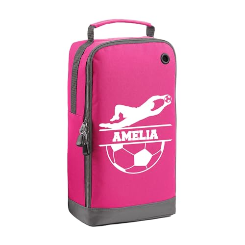 Pink kids boot bag with goalkeeper design