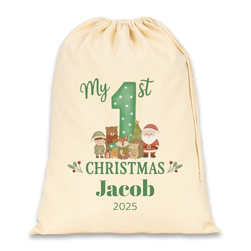 Personalised Green Christmas Santa Sack with Name