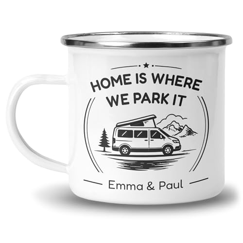 Personalised Grey Home Is Where We Park It Pop-top Mug with Name product image