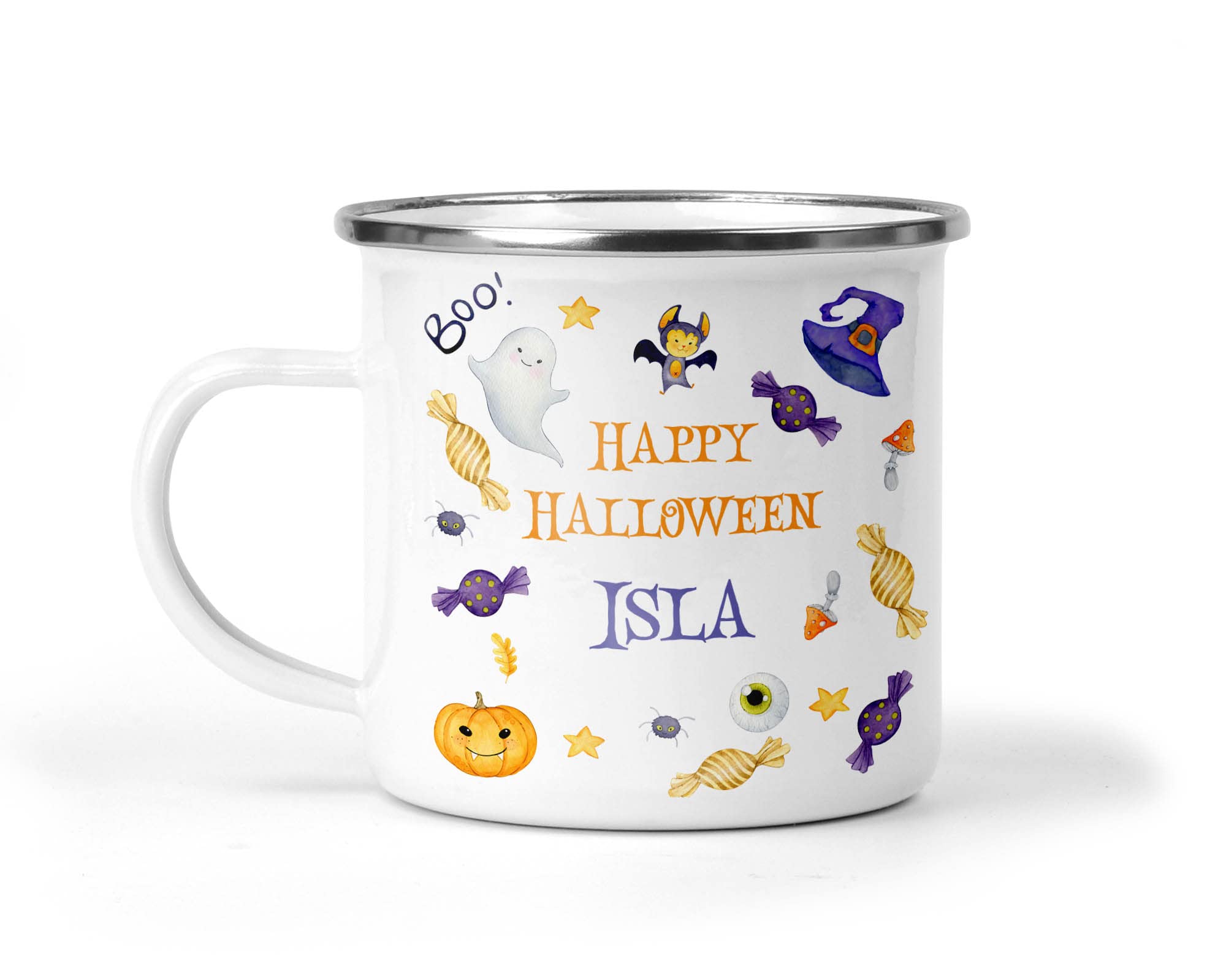 Personalised Halloween Name Enamel Mug additional product photo