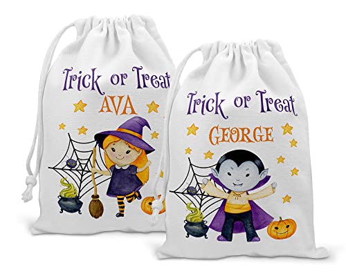 Personalised Halloween Treat Bag with Name Drawstring Bag with Halloween Treat Bag with Name Design