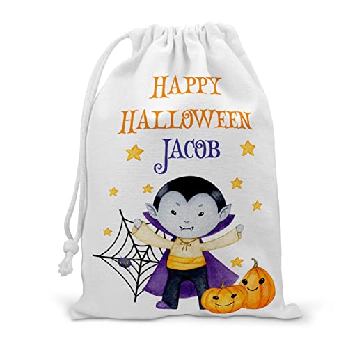 Personalised Halloween Vampire Treat Bag with Name Drawstring Bag with Halloween Vampire Design