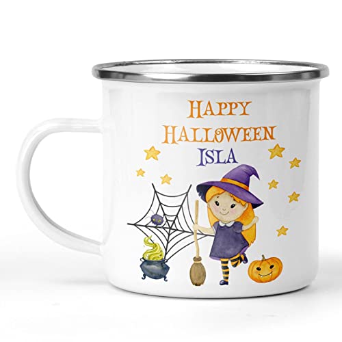 Personalised Halloween Witch Enamel Mug