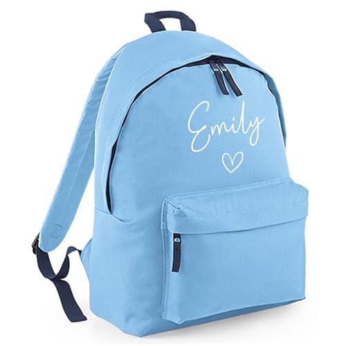 Personalised Heart - Light Blue Kids Backpack with Name product image