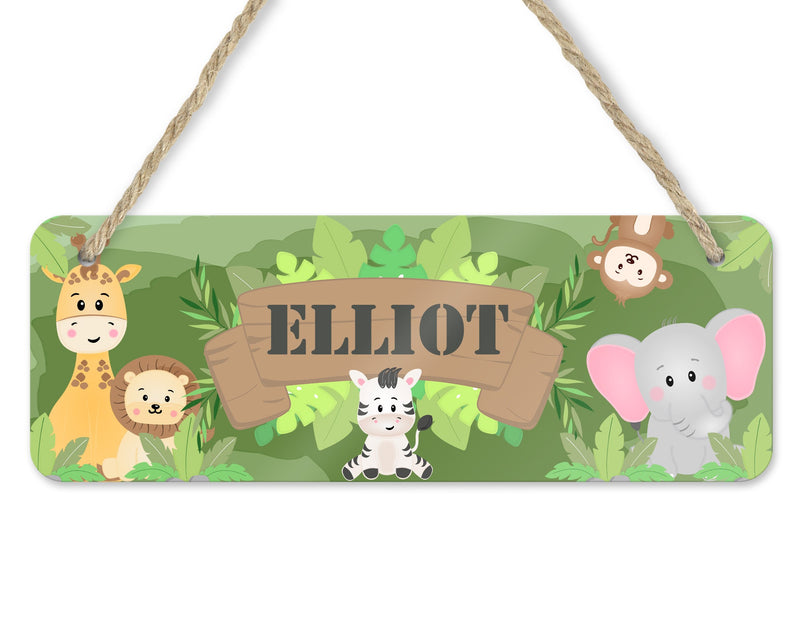 Jungle Bedroom Door Sign personalised with name