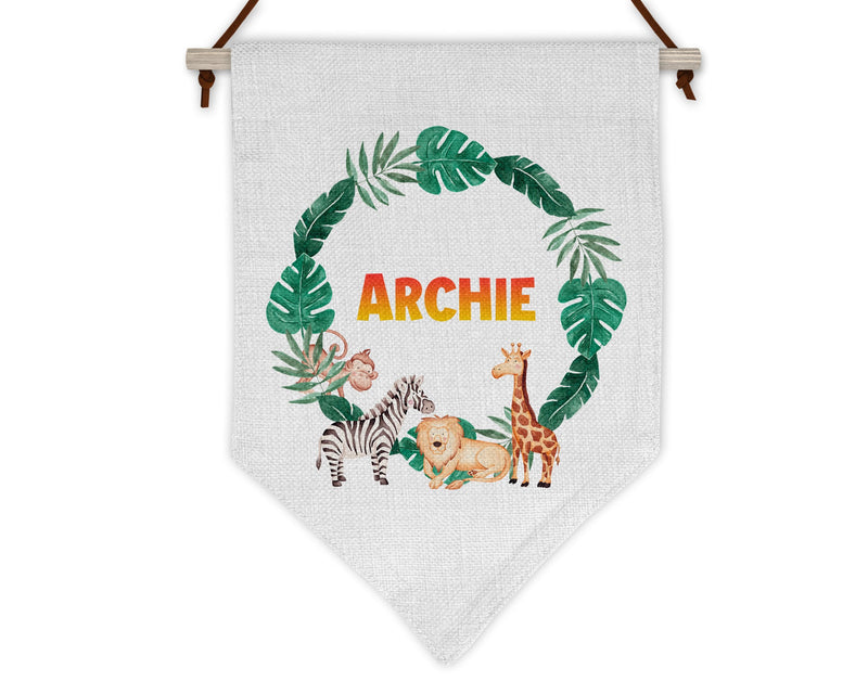 Jungle Animal Flag personalised with name