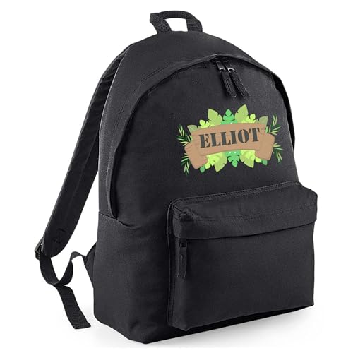 Personalised Jungle Leaves - Black Kids Backpack with Name product image