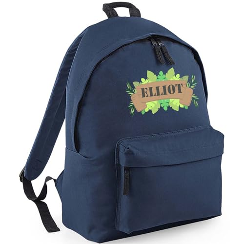 Personalised Jungle Leaves - Navy Kids Backpack with Name product image