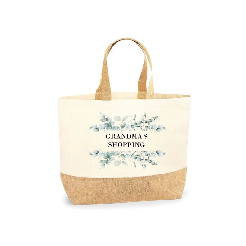 Personalised mum nanny granny nan jute bag with printed name