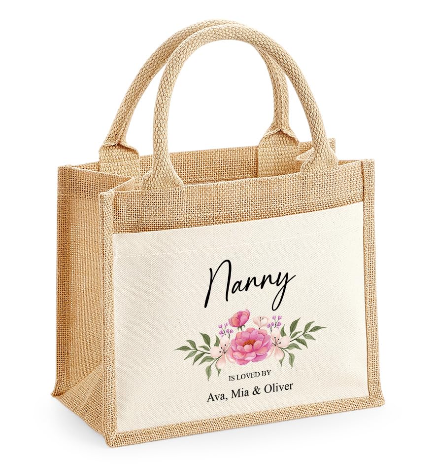Personalised Jute Bag Shopping Tote for Nanny