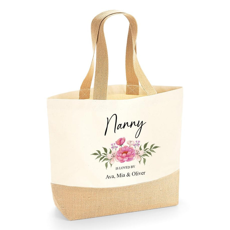 Personalised Jute Bag Shopping Tote for Nanny