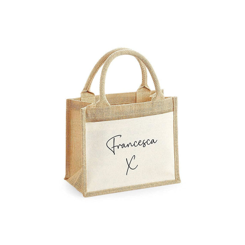 Personalised Jute Tote Bag with Name and Front Pocket additional product photo