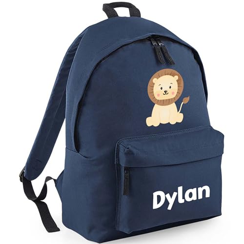 Personalised Lion - Navy Kids Backpack with Name product image