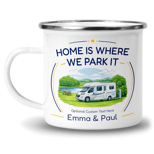 Personalised Low Profile Home Is Where We Park It Camping Mug with Name product image