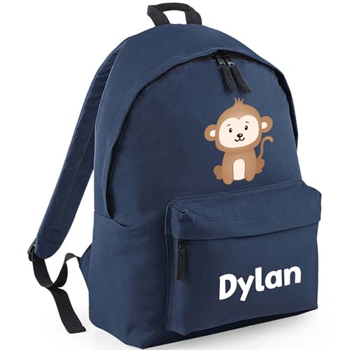 Personalised Monkey - Navy Kids Backpack with Name product image