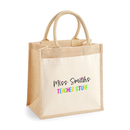 Personalised Multi Bright Text Jute Tote Bag with Name product image
